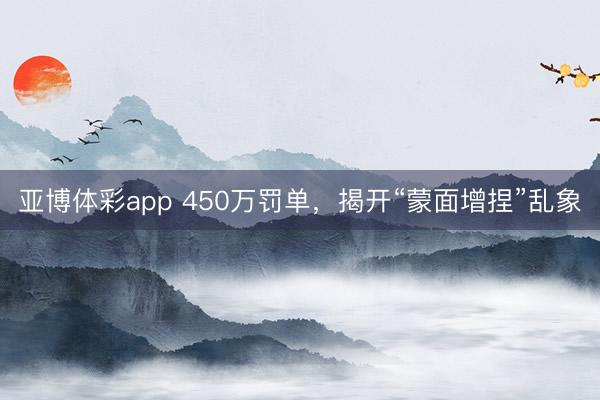 亚博体彩app 450万罚单，揭开“蒙面增捏”乱象